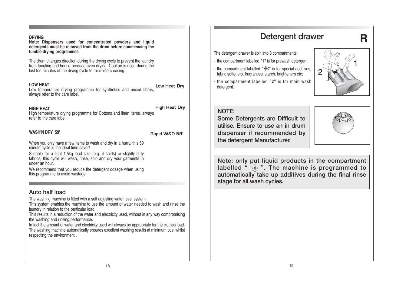 Detergent drawer | Candy GO4W464-80 User Manual | Page 10 / 21