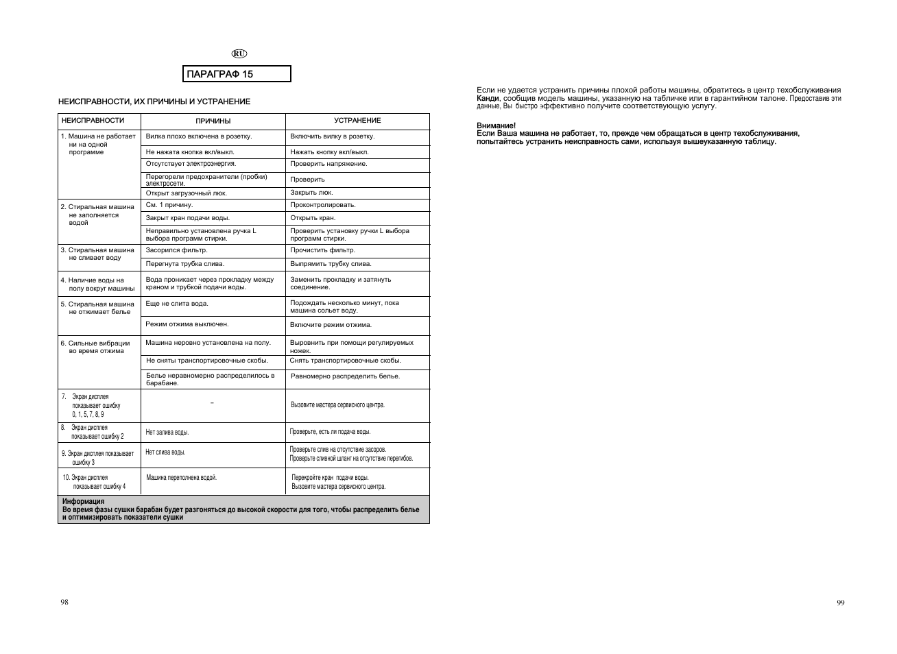 Candy EVOW 4853D-S User Manual | Page 50 / 53