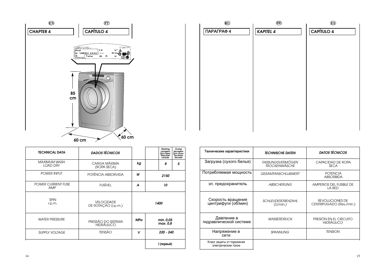 Candy EVOW 4853D-S User Manual | Page 8 / 53