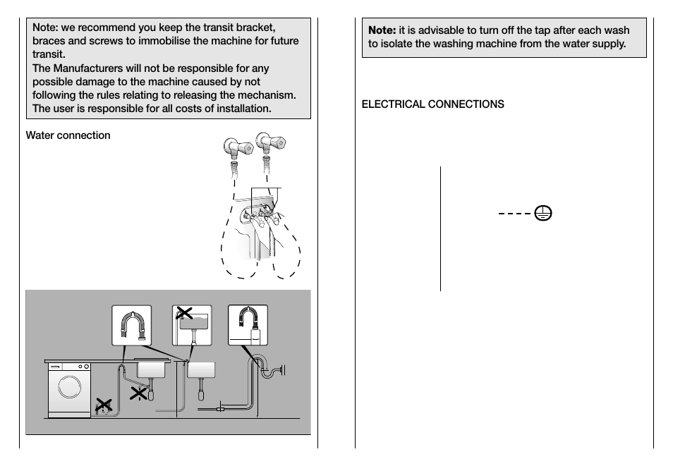 Electrical connections | Candy CN 100 T UK ARGOS User Manual | Page 13 / 17