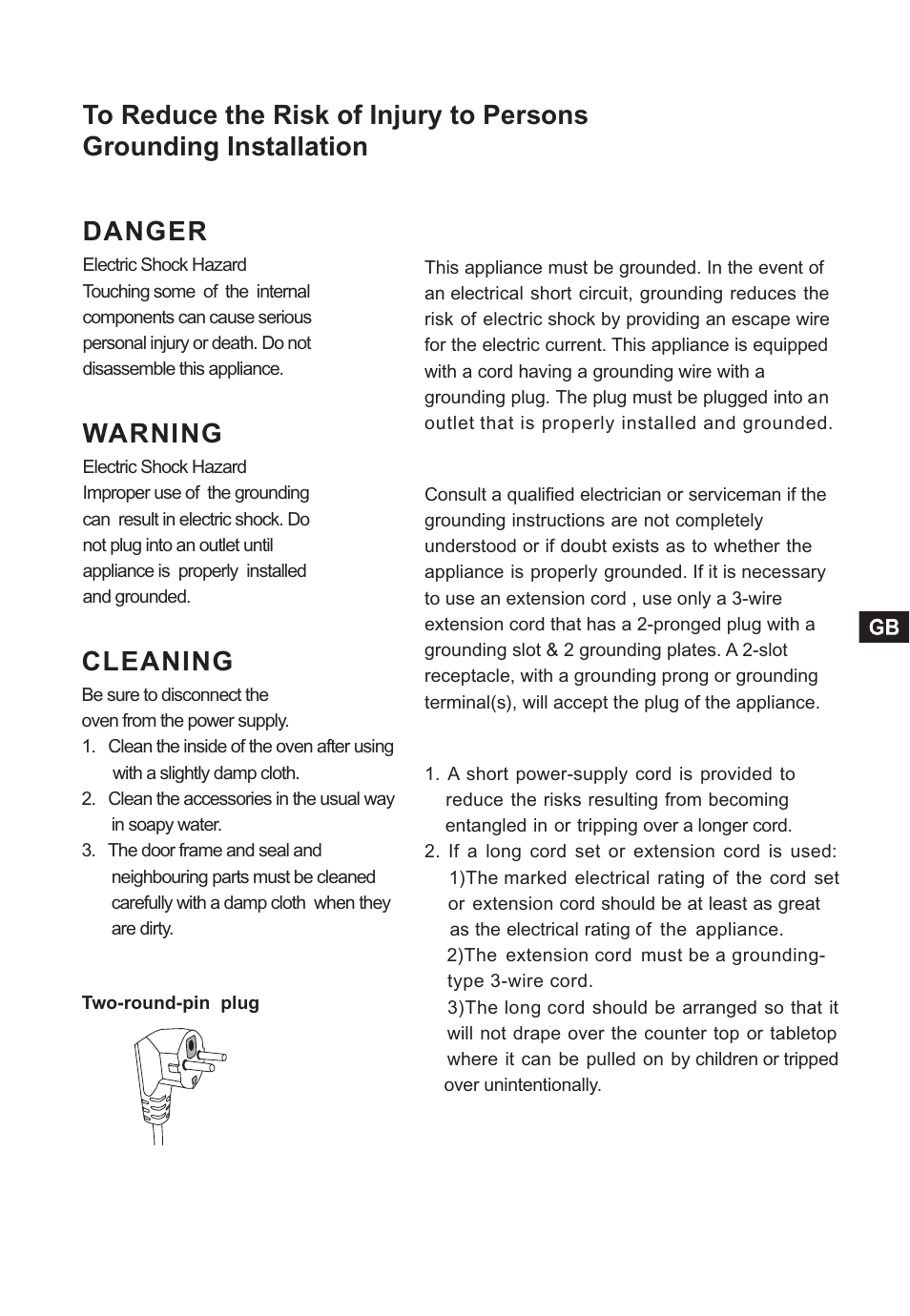 Danger, Warning | Candy CMG 2394 DS User Manual | Page 5 / 100