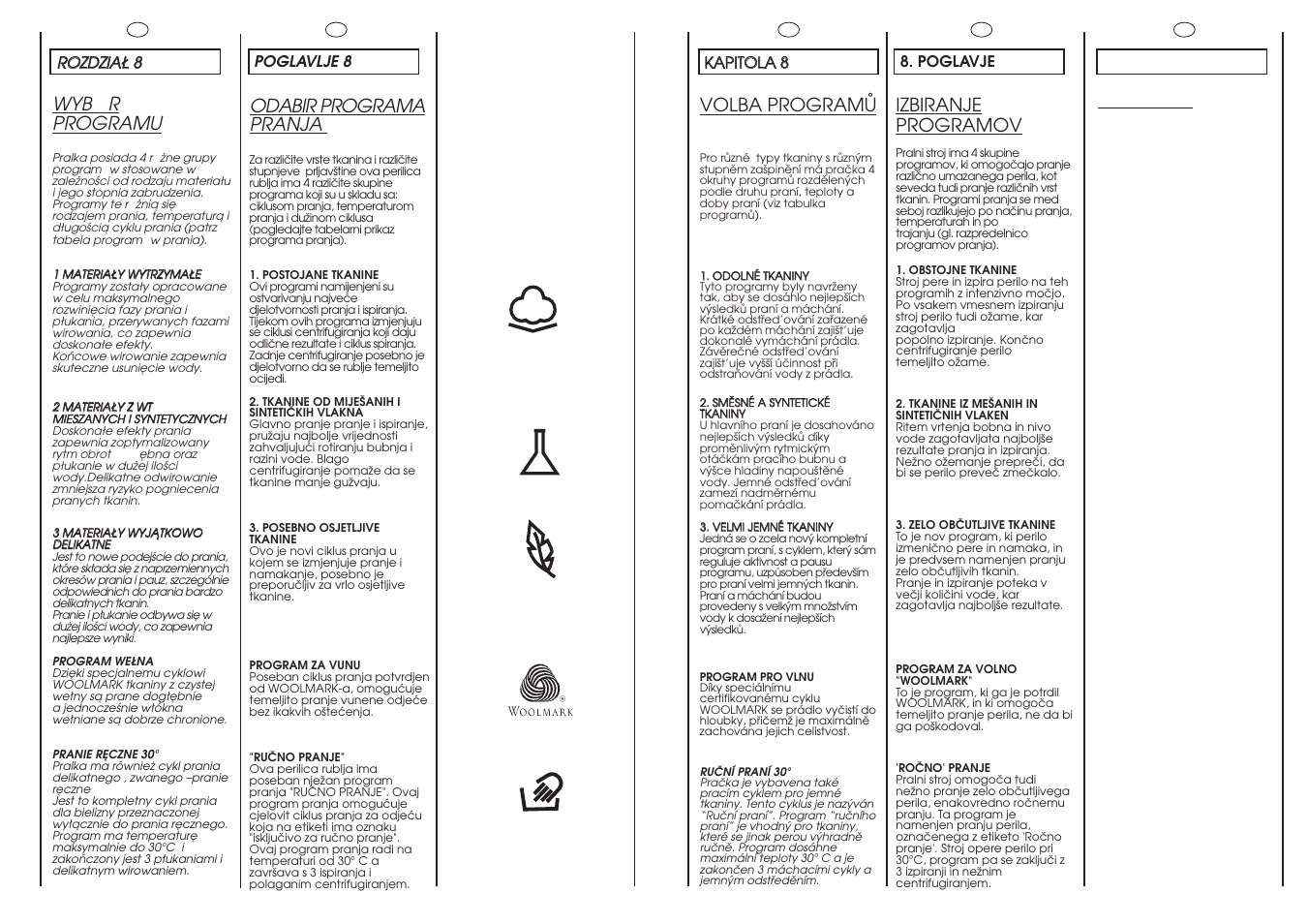 Odabir programa pranja, Wyb ó r programu, Volba programå | Selection, Izbiranje programov | Candy GO 148DF-03S User Manual | Page 25 / 41