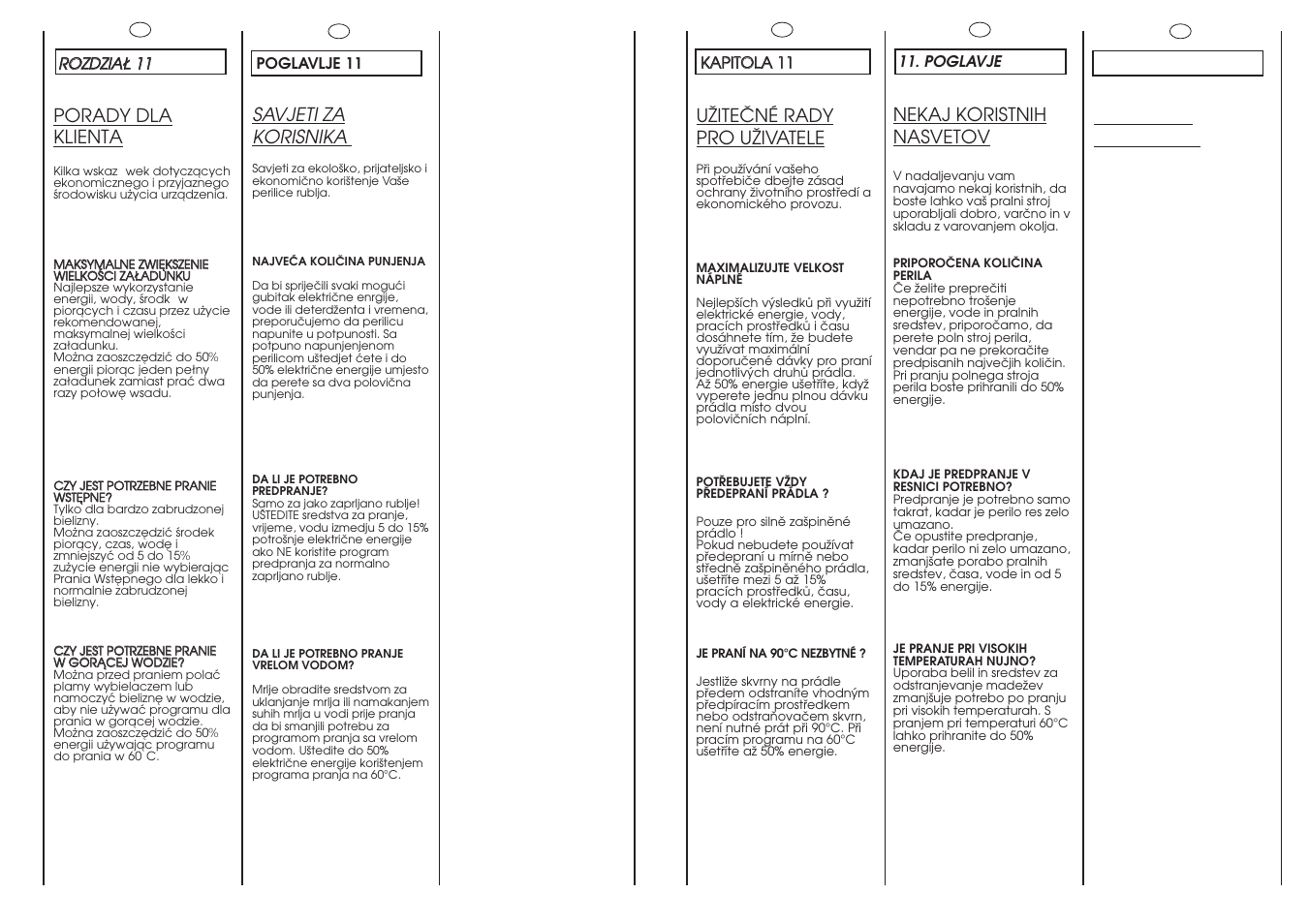 Savjeti za korisnika, Porady dla klienta, Uîiteâné rady pro uîivatele | Customer awareness, Nekaj koristnih nasvetov | Candy GO 148DF-03S User Manual | Page 31 / 41