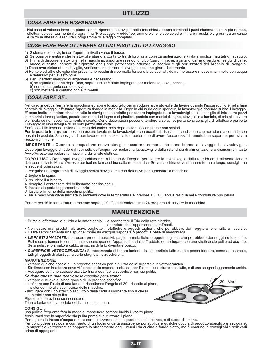 Utilizzo manutenzione | Candy TRIO 9503 X User Manual | Page 25 / 80