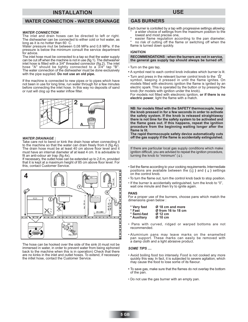 Use installation | Candy TRIO 9503 X User Manual | Page 6 / 80