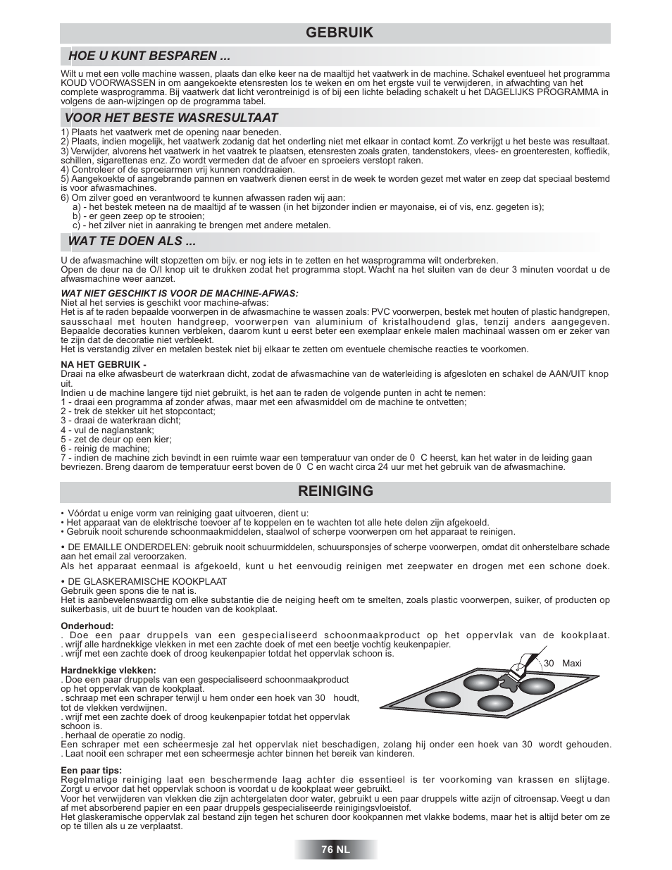 Gebruik reiniging | Candy TRIO 9503 X User Manual | Page 77 / 80