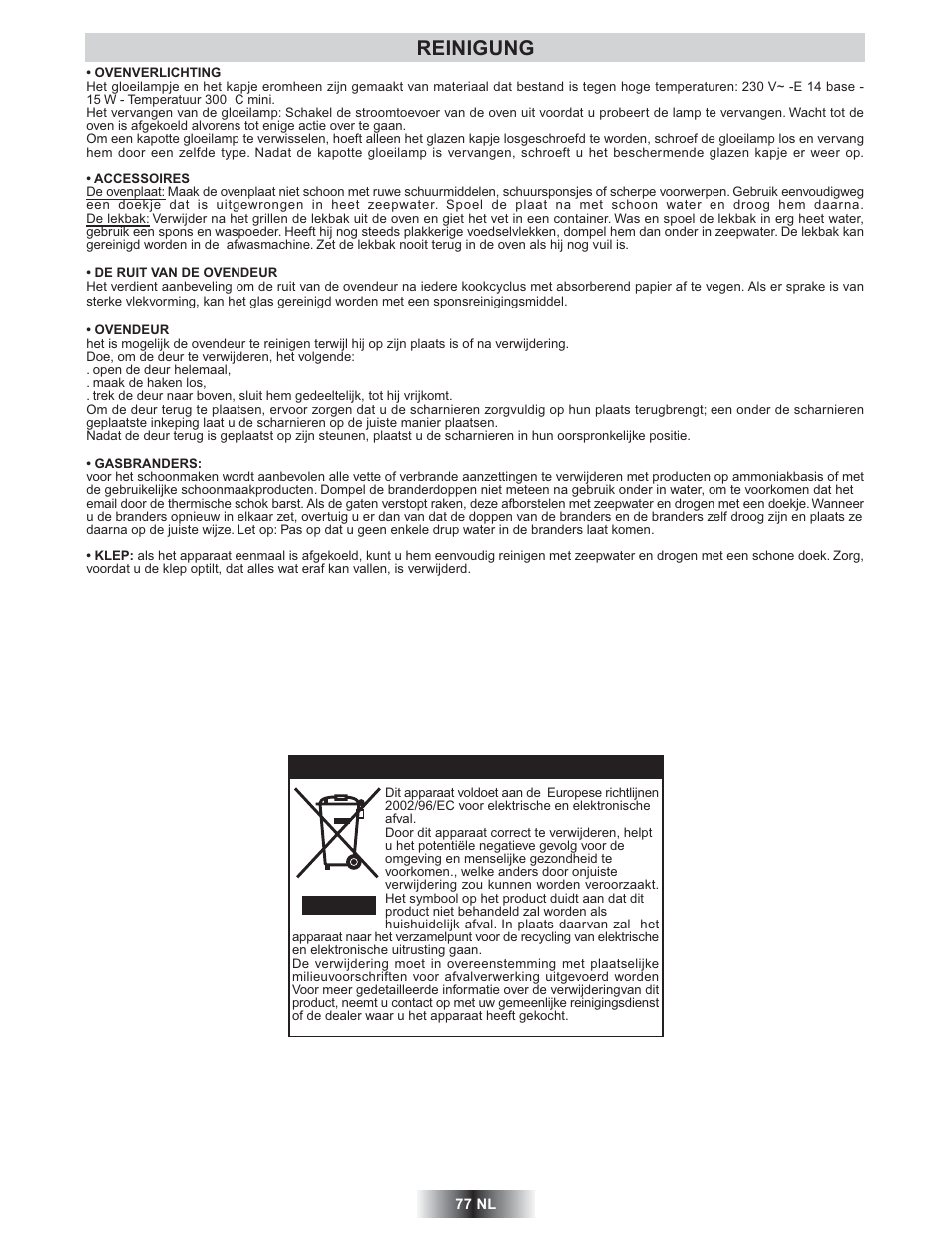 Reinigung | Candy TRIO 9503 X User Manual | Page 78 / 80