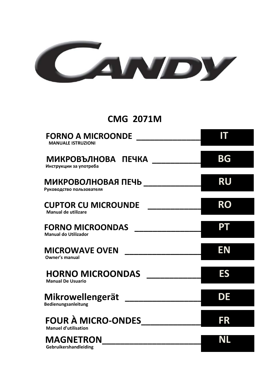 Candy CMG 2071 M User Manual | 102 pages