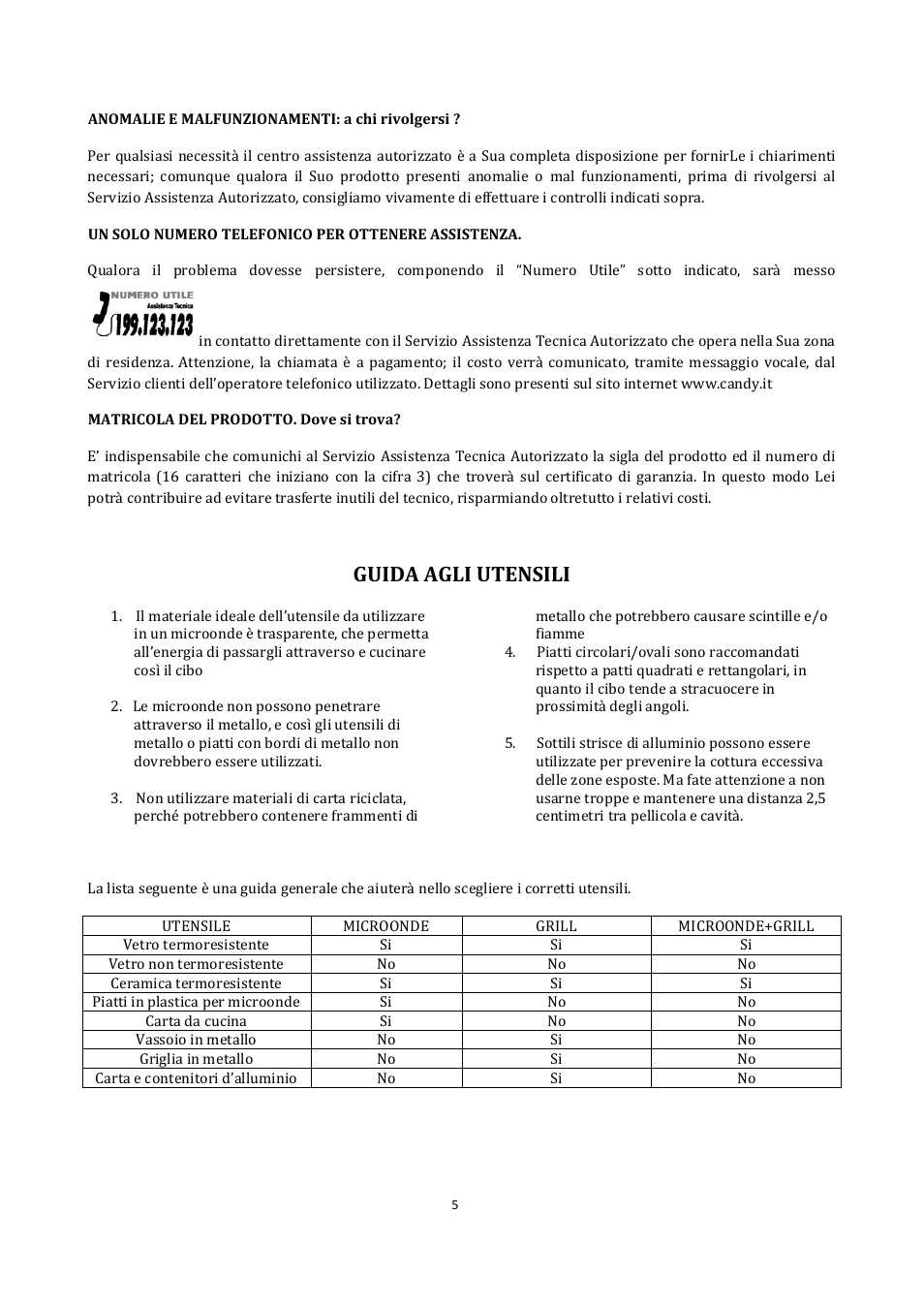 Guida agli utensili | Candy CMG 2071 M User Manual | Page 7 / 102