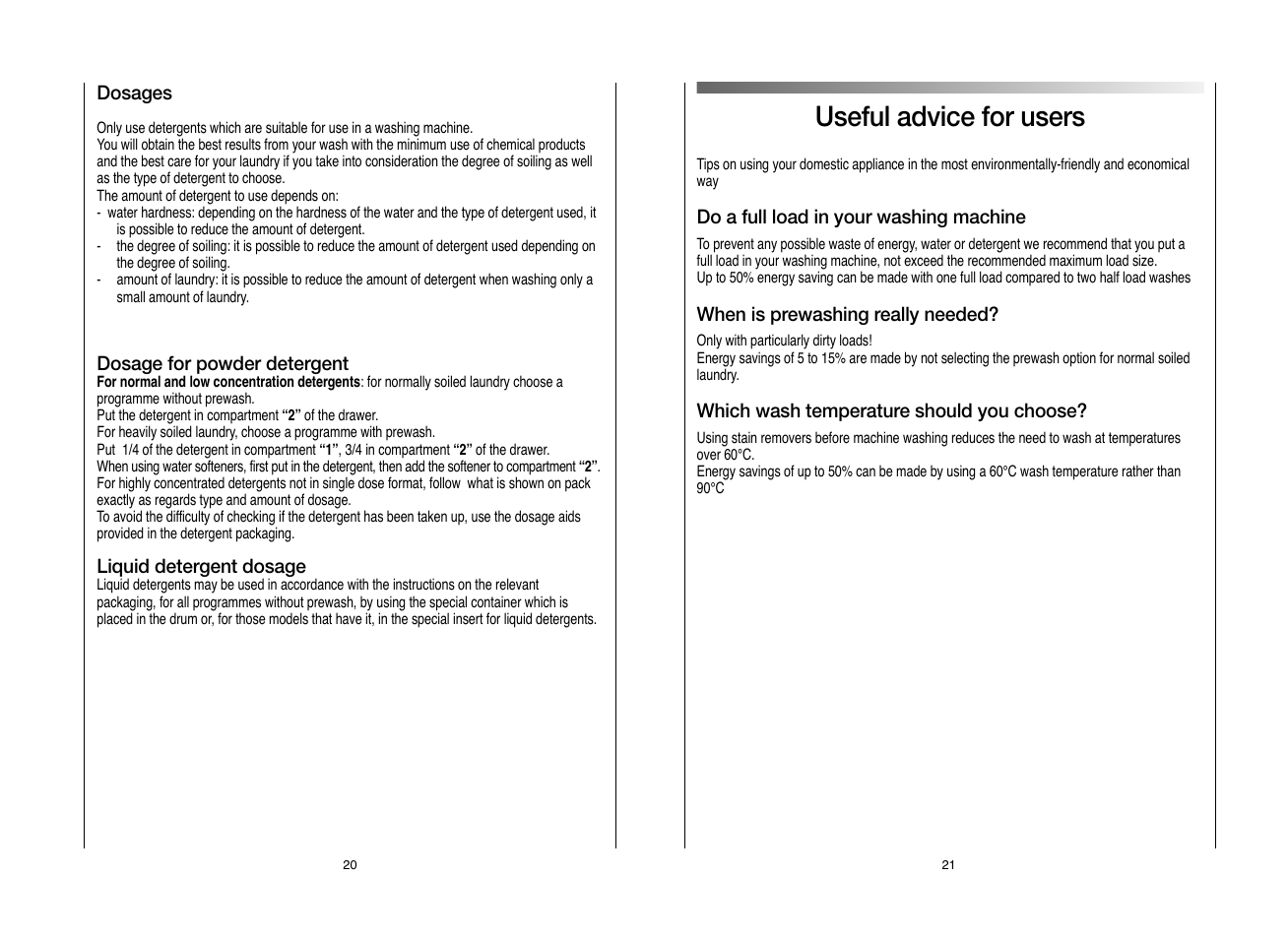 Useful advice for users | Candy EVO 1683DW-80 User Manual | Page 11 / 17