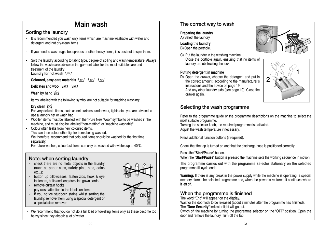 Main wash | Candy EVO 1683DW-80 User Manual | Page 12 / 17