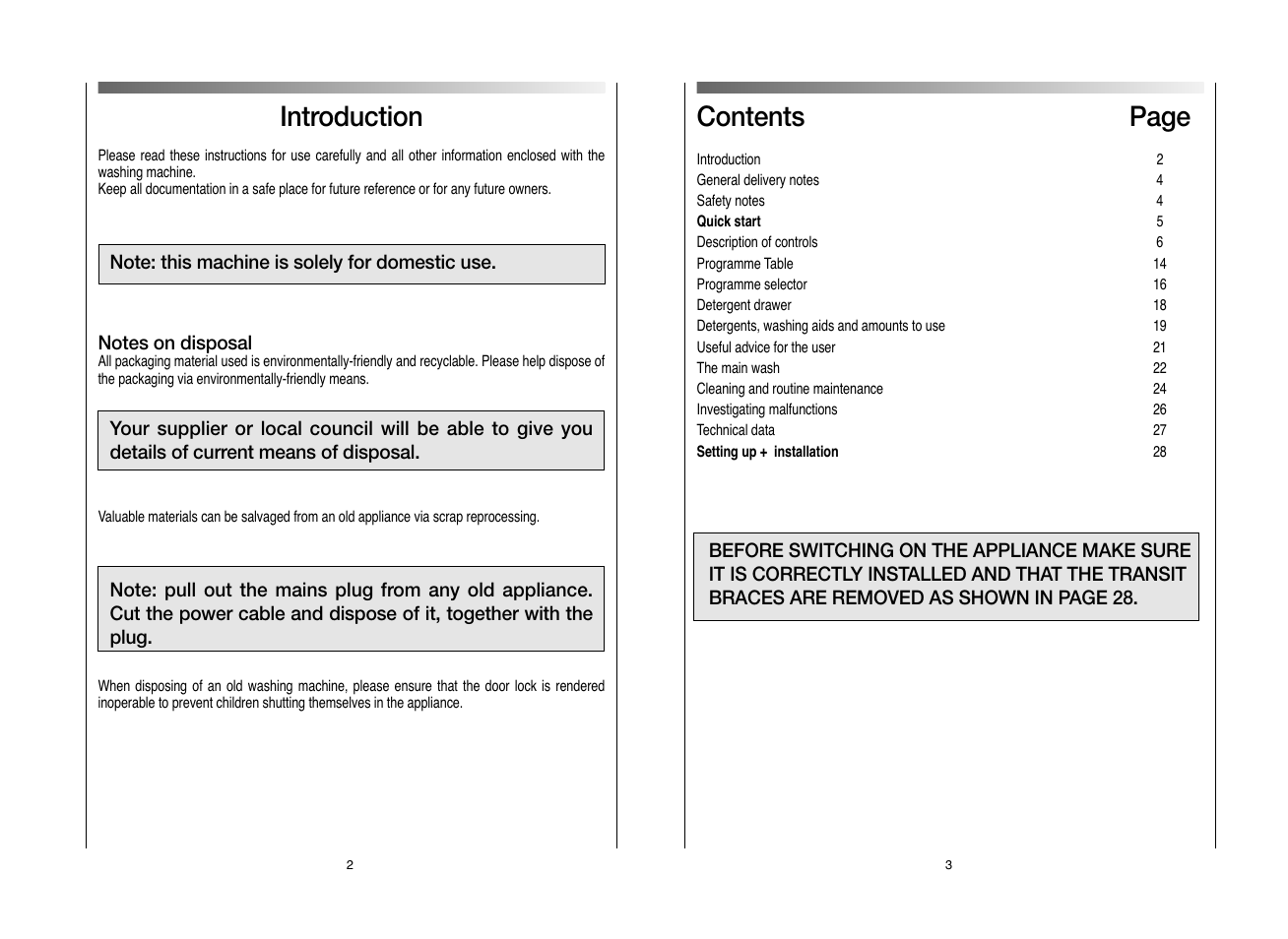 Contents page, Introduction | Candy EVO 1683DW-80 User Manual | Page 2 / 17