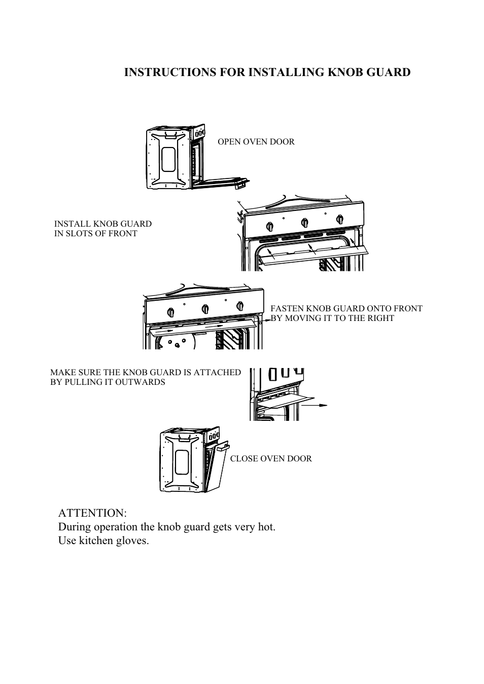 Instructions for installing knob guard | Candy OVG 505__2 X User Manual | Page 20 / 28