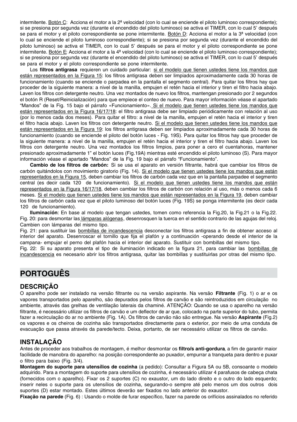 Portoguês | Candy CMD93W User Manual | Page 11 / 20