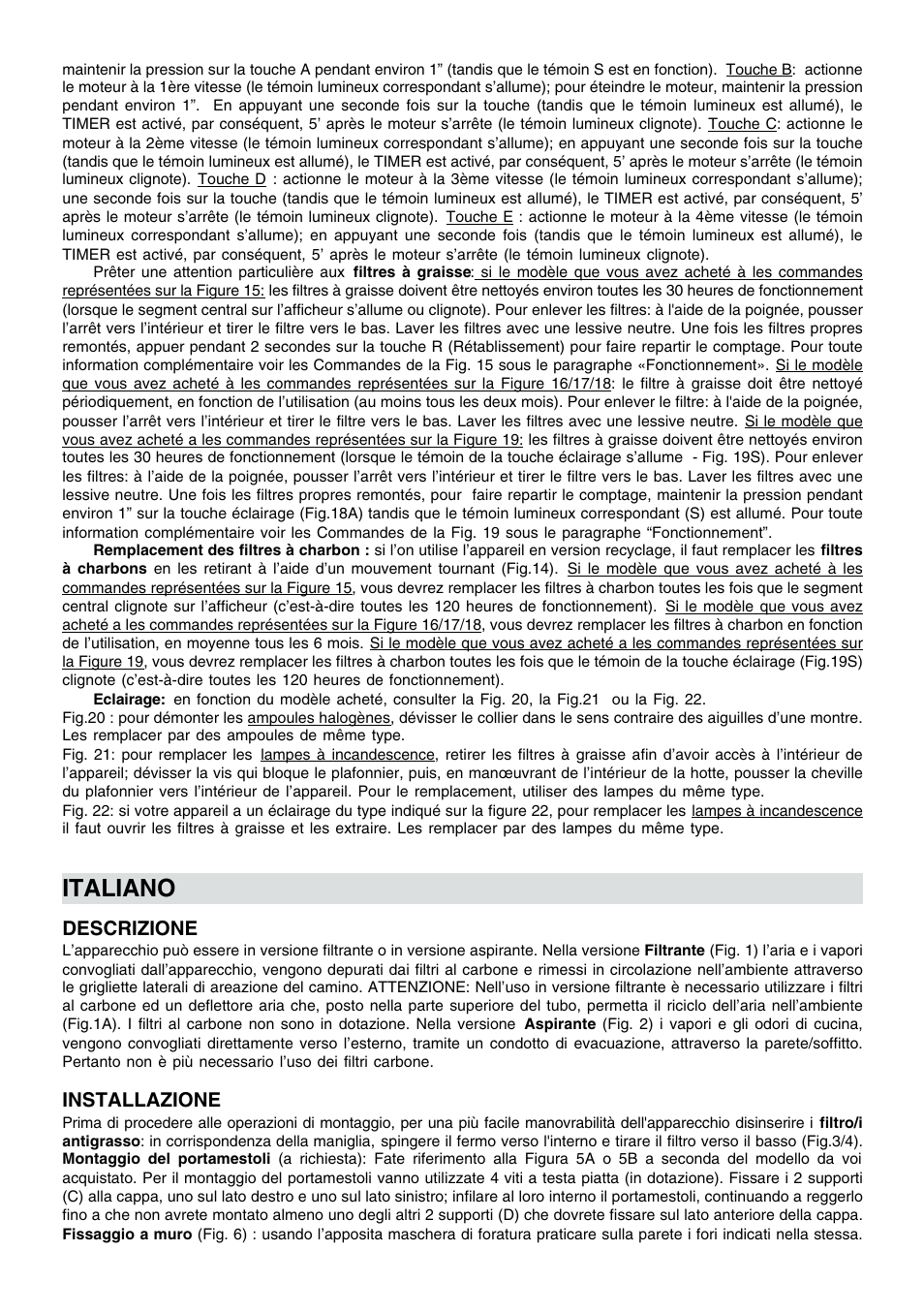 Italiano | Candy CMD93W User Manual | Page 7 / 20