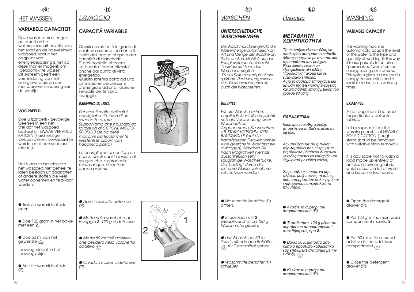 Lavaggio, Waschen, Washing | Het wassen | Candy GO616-83S User Manual | Page 32 / 41