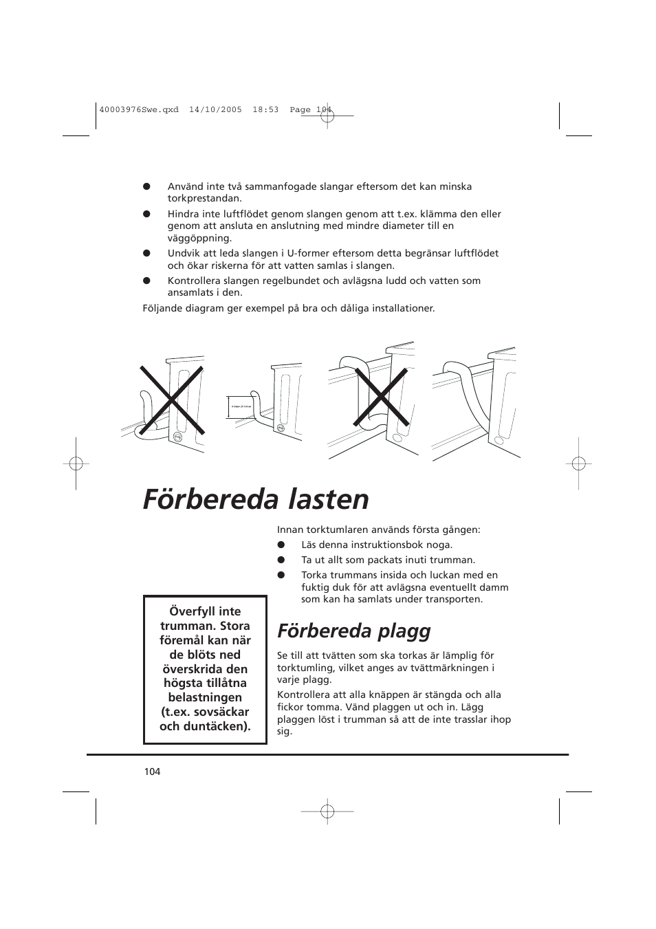 Förbereda lasten, Förbereda plagg | Candy CV1 66- S User Manual | Page 104 / 164
