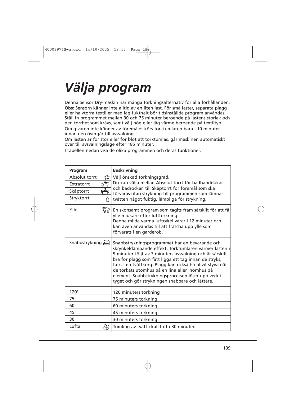 Välja program | Candy CV1 66- S User Manual | Page 109 / 164