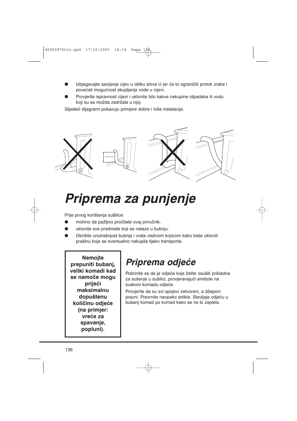 Priprema za punjenje, Priprema odjeće | Candy CV1 66- S User Manual | Page 136 / 164
