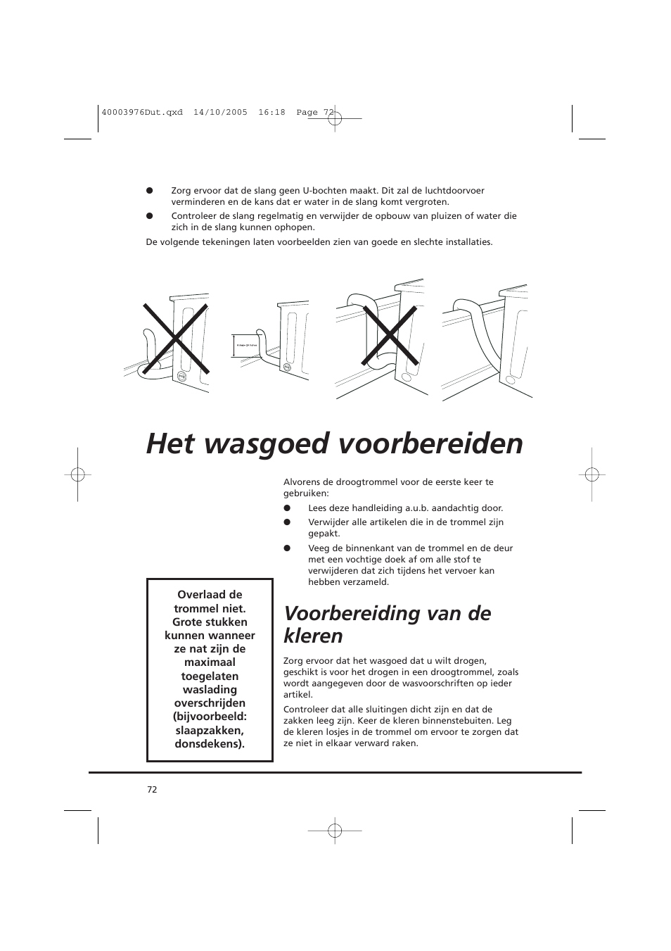 Het wasgoed voorbereiden, Voorbereiding van de kleren | Candy CV1 66- S User Manual | Page 72 / 164