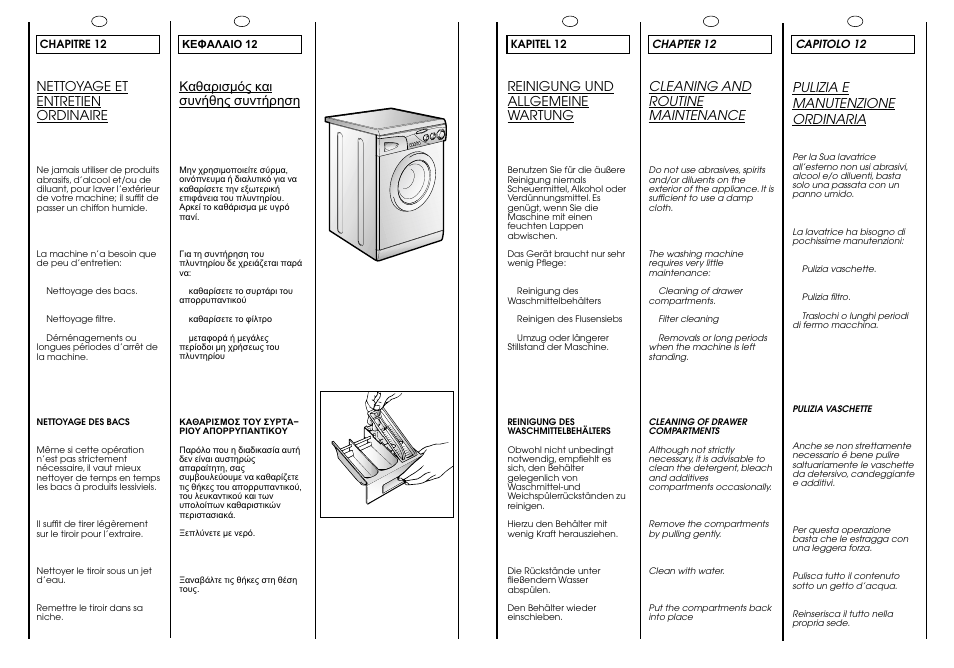 Reinigung und allgemeine wartung, Cleaning and routine maintenance, Pulizia e manutenzione ordinaria | Nettoyage et entretien ordinaire | Candy CJ 473 User Manual | Page 27 / 33