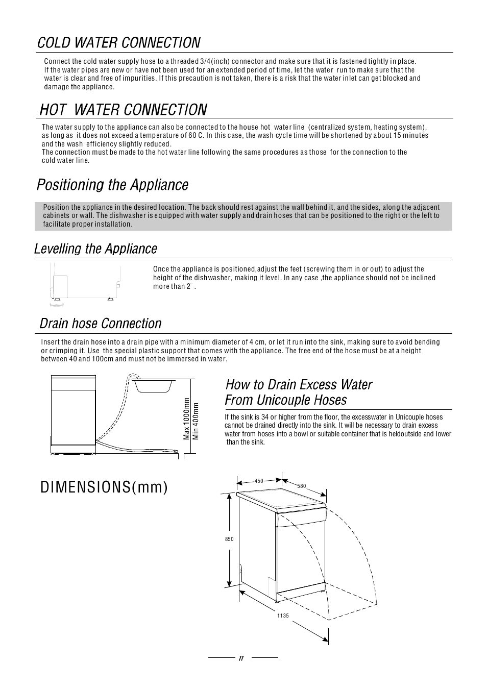 Dimensions(mm) | Candy CSF 4590 E User Manual | Page 13 / 15