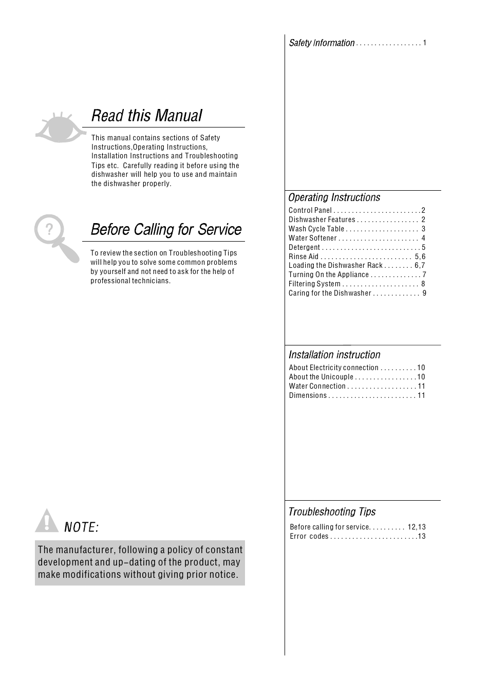 Candy CSF 4590 E User Manual | Page 2 / 15