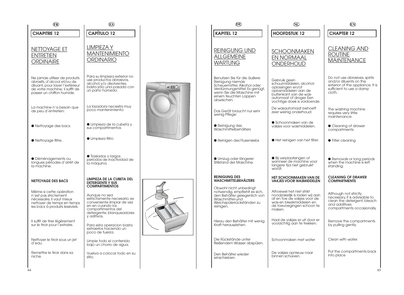 Nettoyage et entretien ordinaire, Reinigung und allgemeine wartung, Cleaning and routine maintenance | Schoonmaken en normaal onderhoud, Limpieza y mantenimiento ordinario | Candy CO 126F__1-84S User Manual | Page 33 / 41