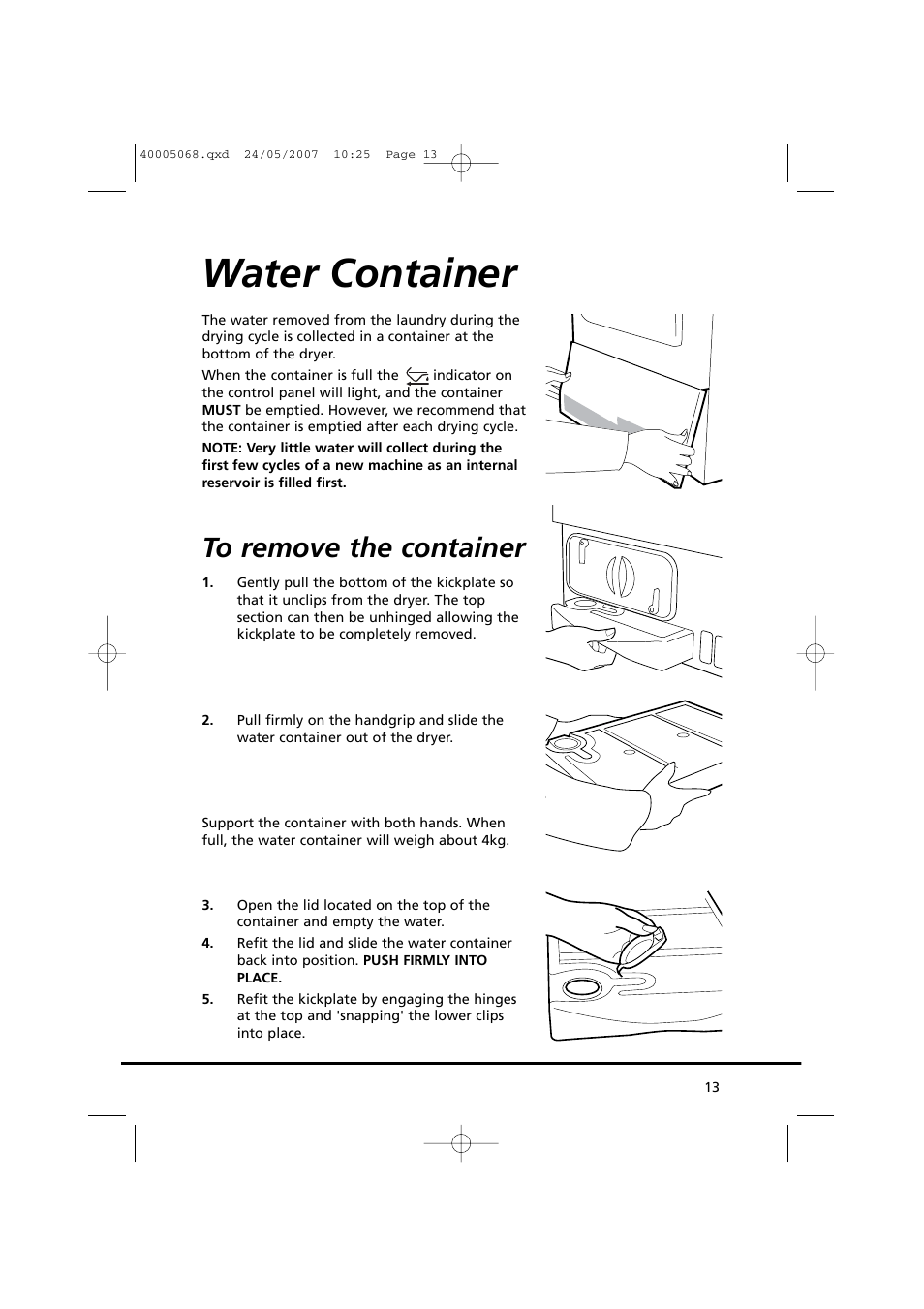 Water container | Candy GO DC 78-86S User Manual | Page 13 / 92