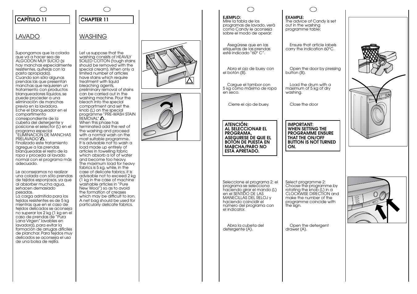 60° c 5 kg max | Candy CN 53.1__C User Manual | Page 13 / 25