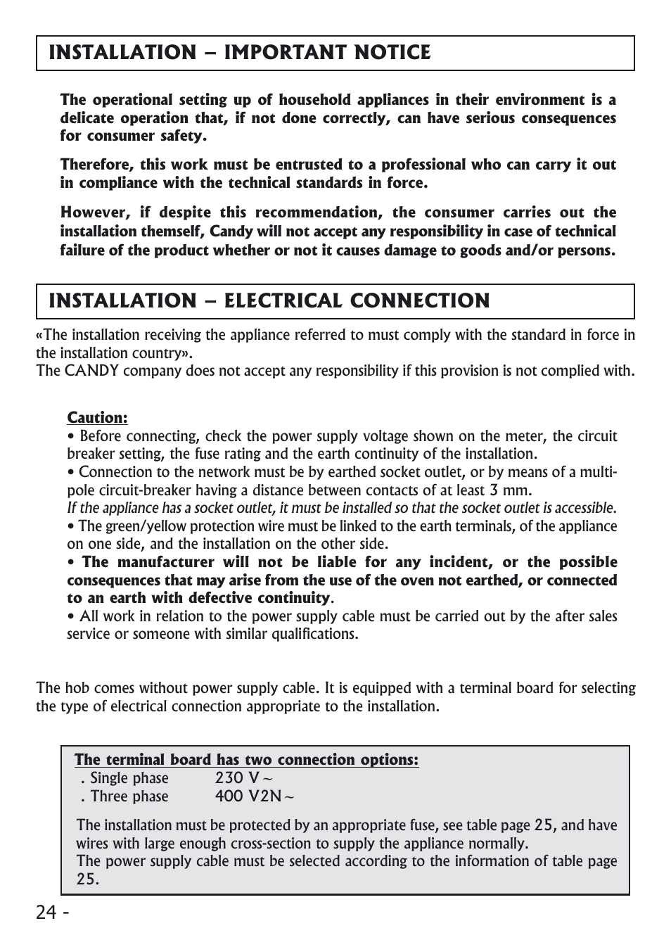 Candy PVI 4100 User Manual | Page 24 / 64