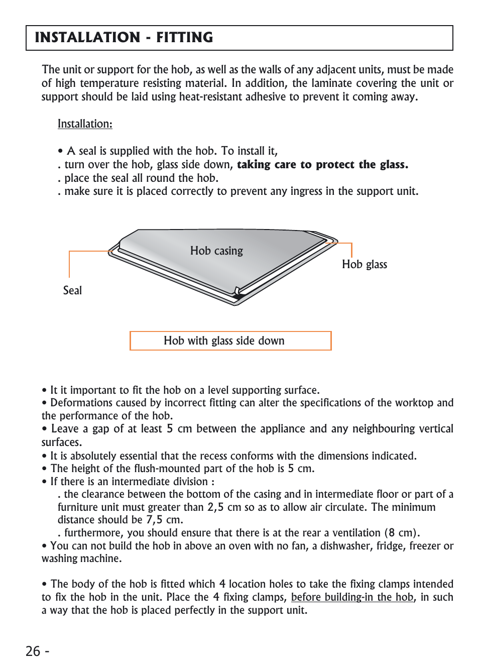 Installation - fitting | Candy PVI 4100 User Manual | Page 26 / 64