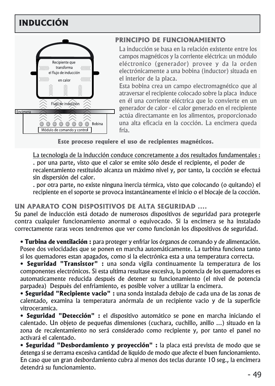 49 inducción | Candy PVI 4100 User Manual | Page 49 / 64