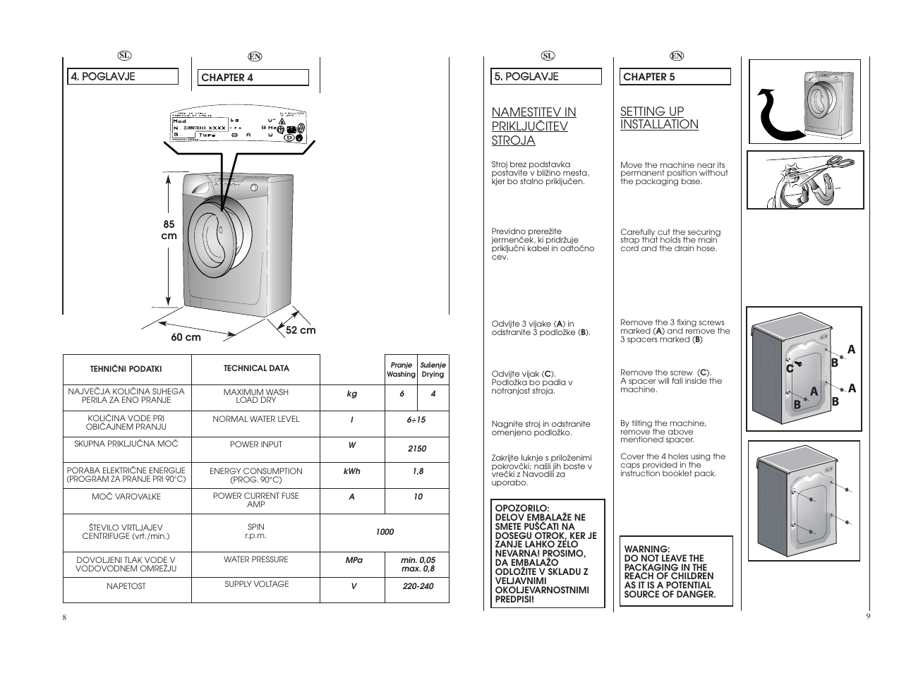 Candy GO W164-10S User Manual | Page 5 / 25