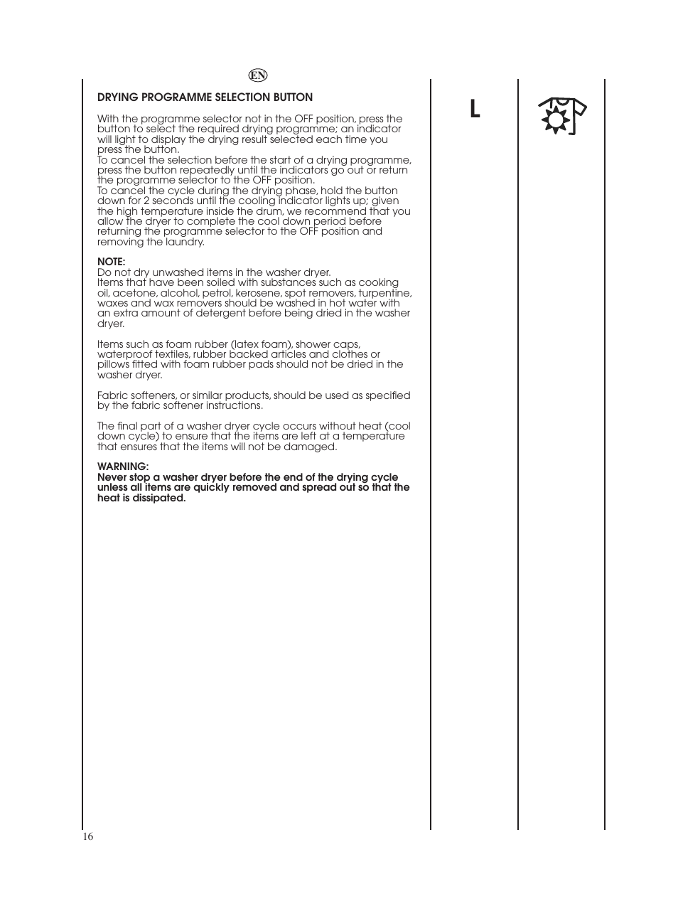 Candy GO W485D-UK User Manual | Page 16 / 40