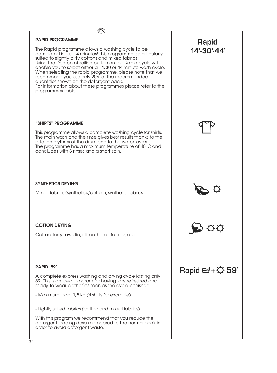 Candy GO W485D-UK User Manual | Page 24 / 40