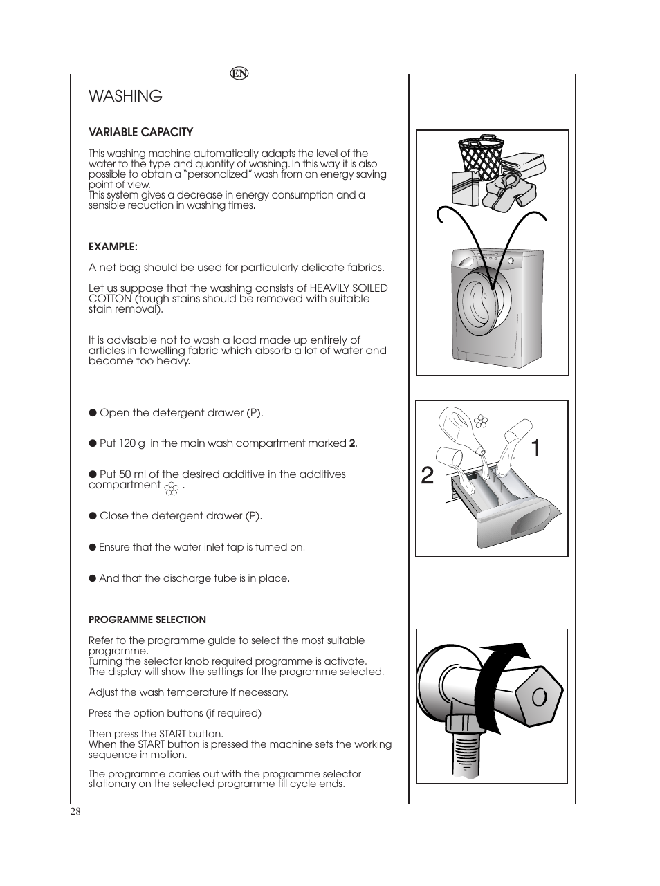 Washing | Candy GO W485D-UK User Manual | Page 28 / 40