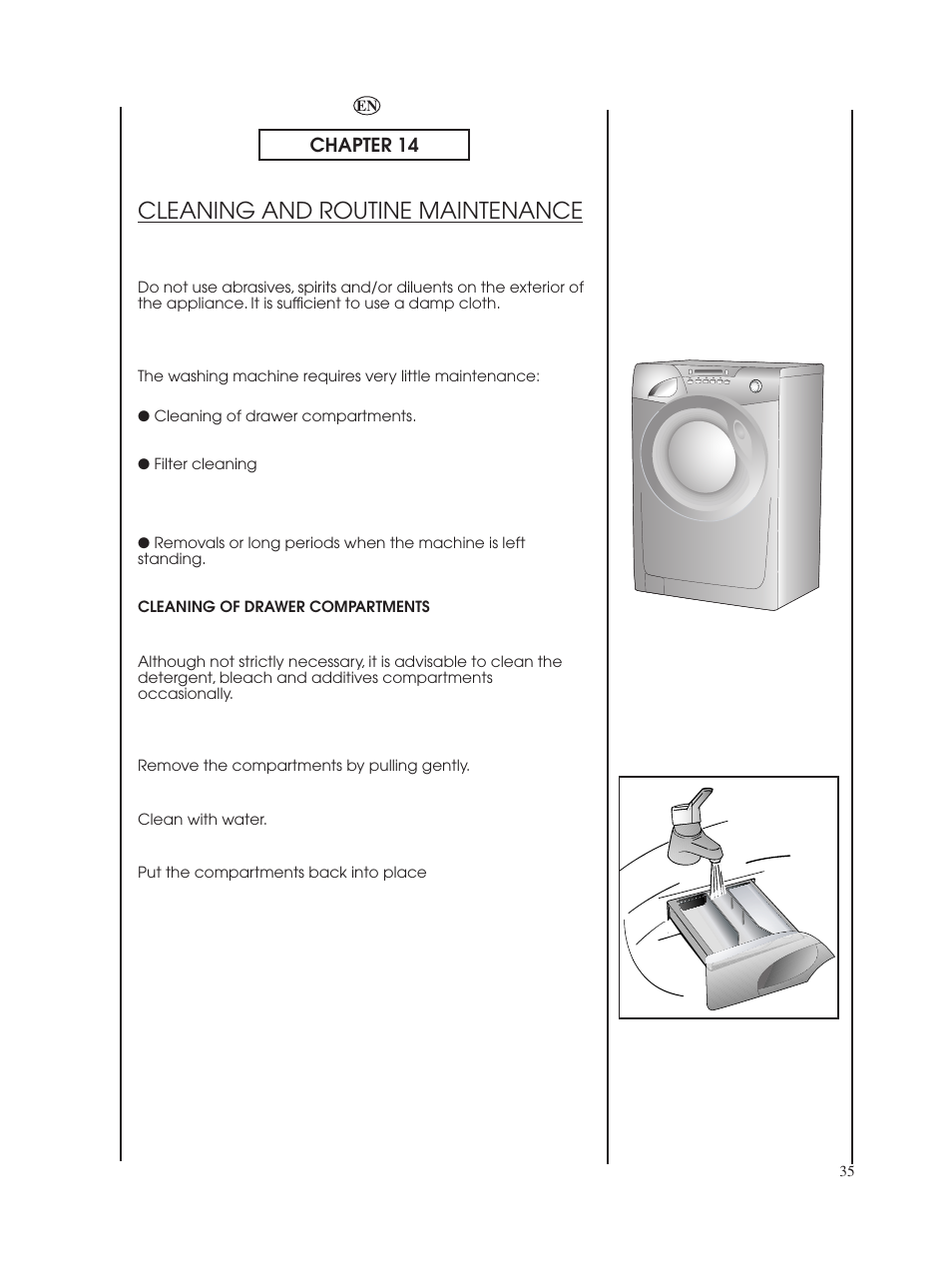 Cleaning and routine maintenance | Candy GO W485D-UK User Manual | Page 35 / 40