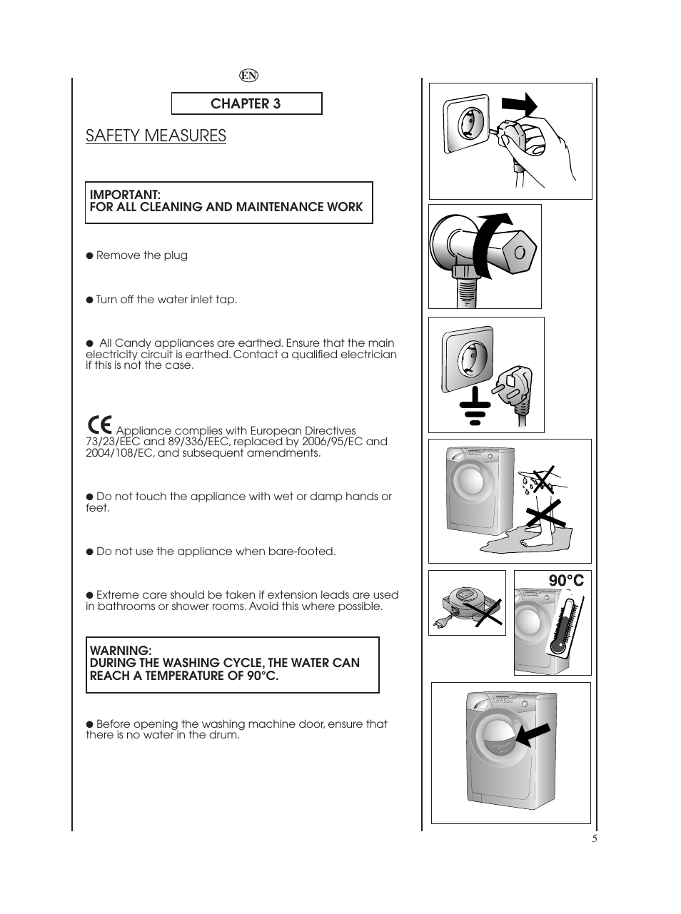 Safety measures, Chapter 3 | Candy GO W485D-UK User Manual | Page 5 / 40