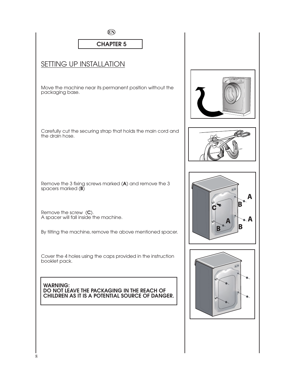 Setting up installation | Candy GO W485D-UK User Manual | Page 8 / 40