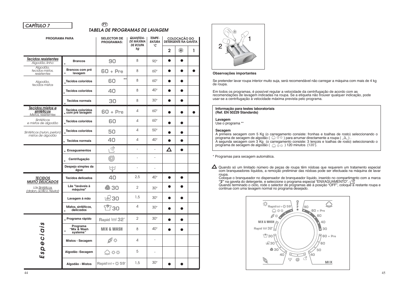 Especiais | Candy GO W1458-37S User Manual | Page 23 / 49