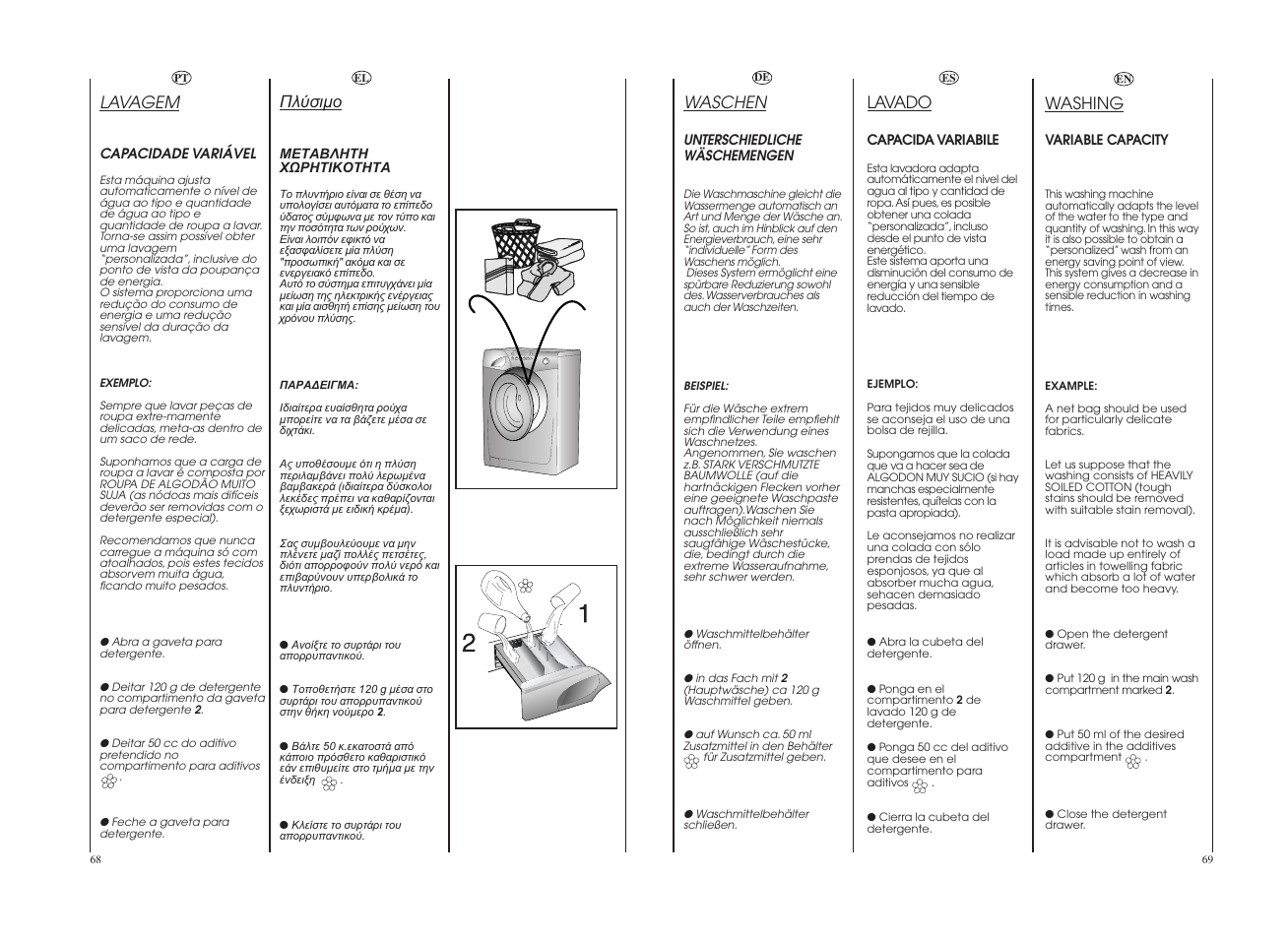 Waschen, Washing, Lavagem | Lavado | Candy GO W1458-37S User Manual | Page 35 / 49