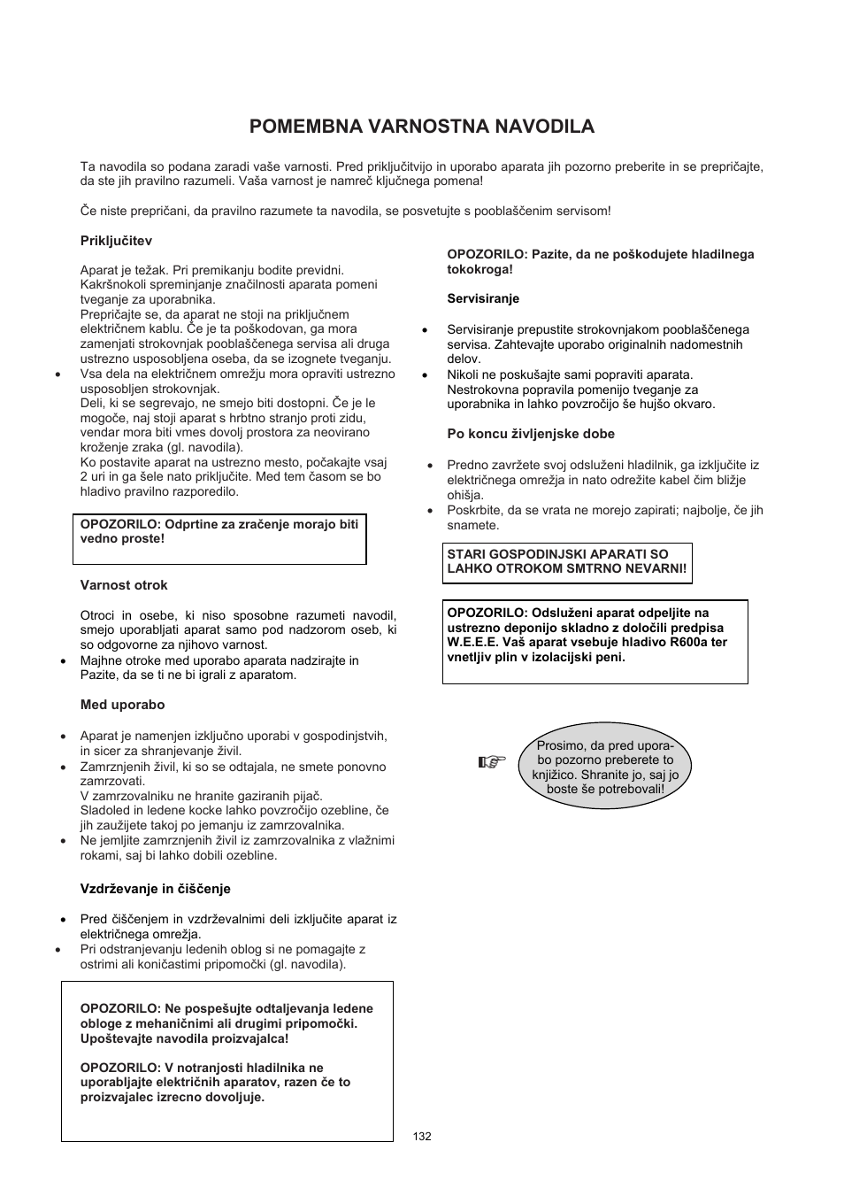 Pomembna varnostna navodila | Candy CFO 2460 E User Manual | Page 128 / 151