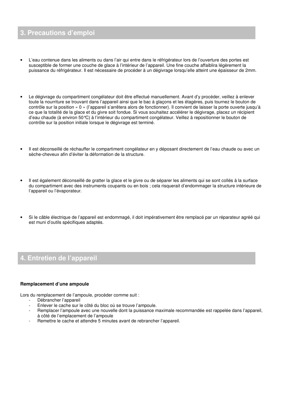 Precautions d’emploi 4. entretien de l’appareil | Candy CFO 2460 E User Manual | Page 22 / 151