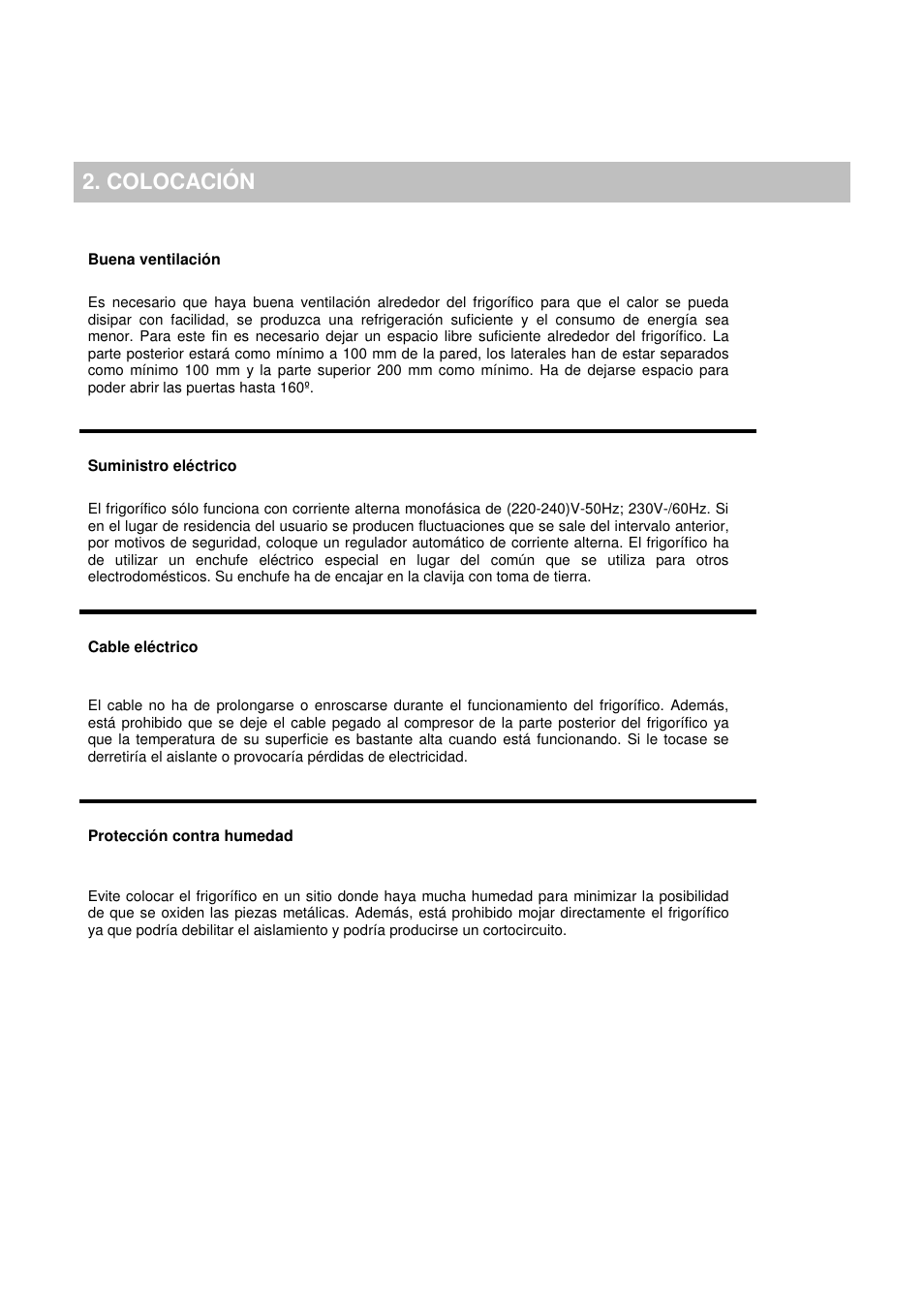 Colocación | Candy CFO 2460 E User Manual | Page 36 / 151