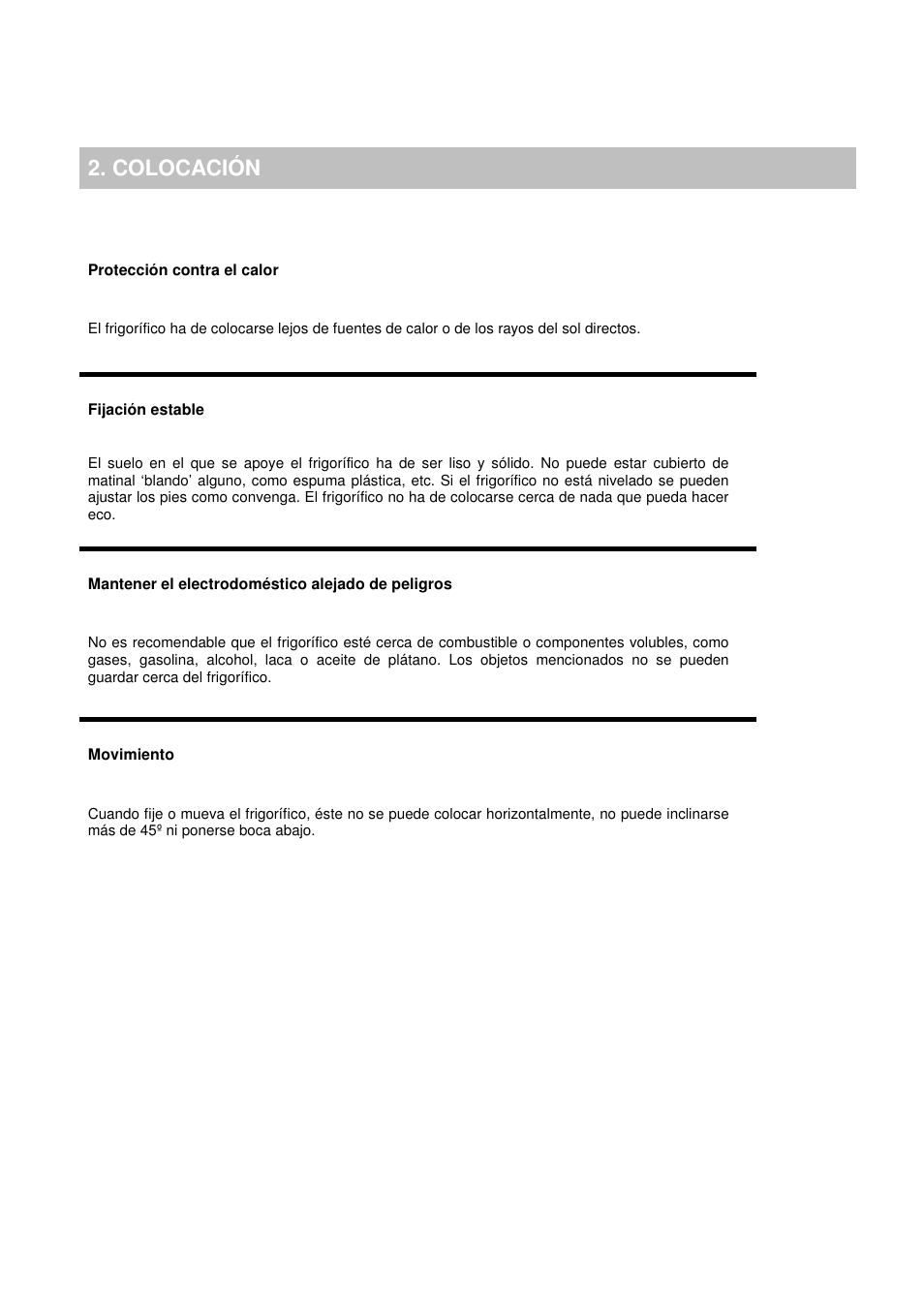 Colocación | Candy CFO 2460 E User Manual | Page 37 / 151