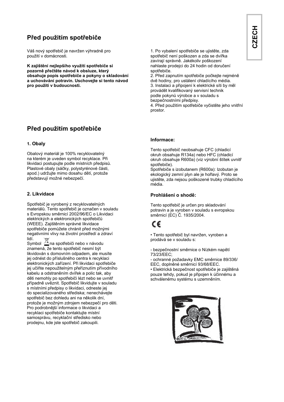 Cze c h | Candy CFO 2460 E User Manual | Page 68 / 151