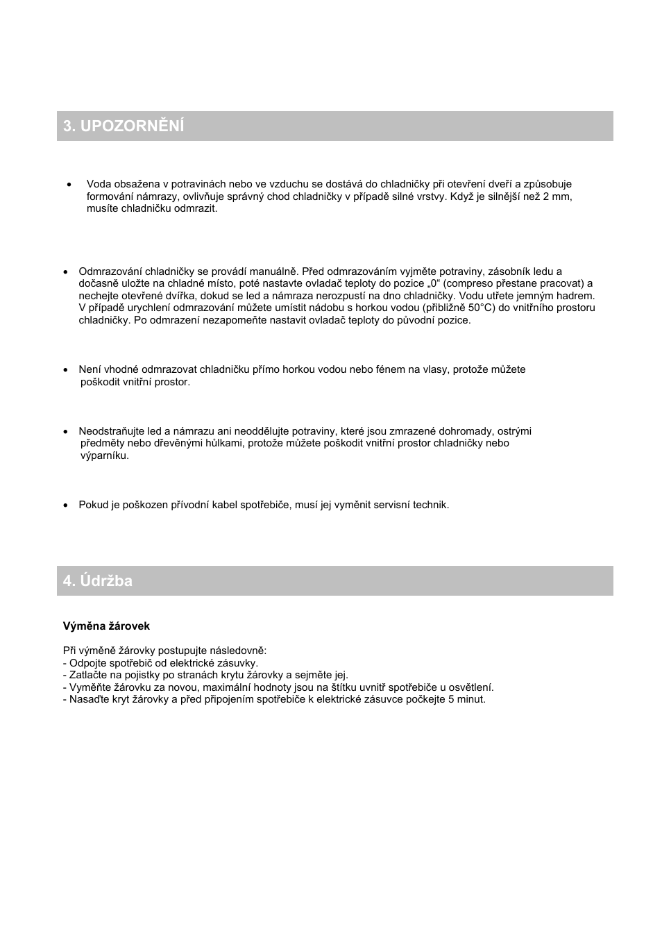 Upozornění 4. údržba | Candy CFO 2460 E User Manual | Page 72 / 151