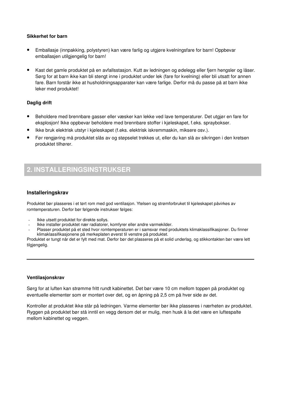 Installeringsinstrukser | Candy CFO 2460 E User Manual | Page 94 / 151