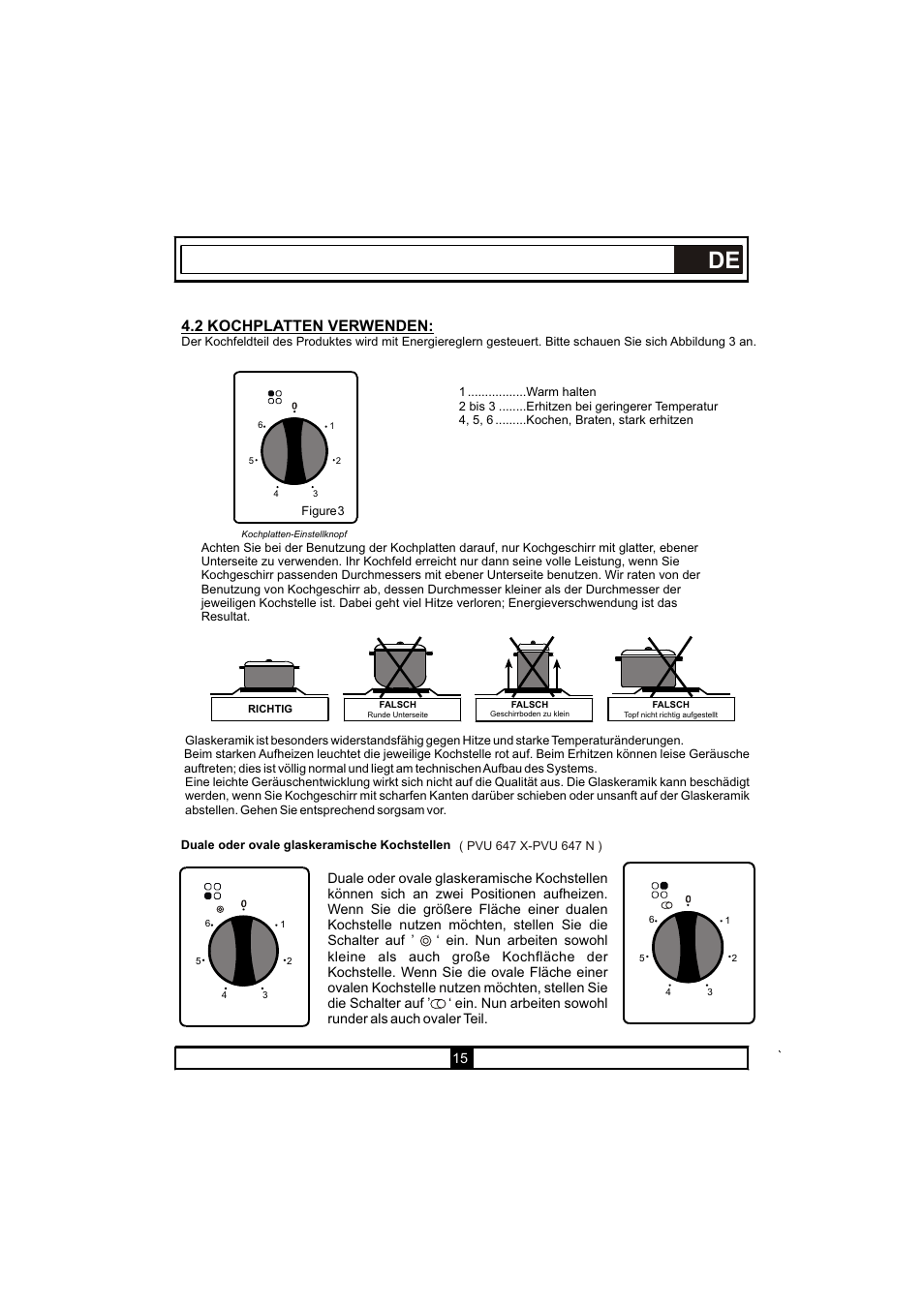 2 kochplatten verwenden | Candy PVU 647 X User Manual | Page 47 / 123